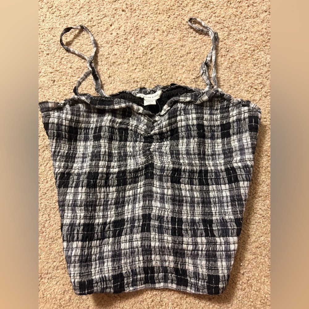 American Eagle Outfitters Black and White Plaid Tank Top